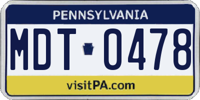 PA license plate MDT0478
