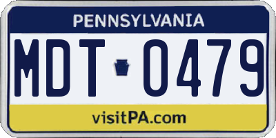 PA license plate MDT0479