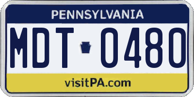 PA license plate MDT0480