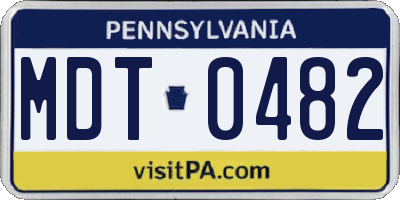 PA license plate MDT0482