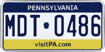 PA license plate MDT0486