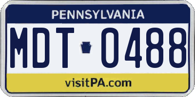 PA license plate MDT0488