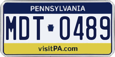 PA license plate MDT0489