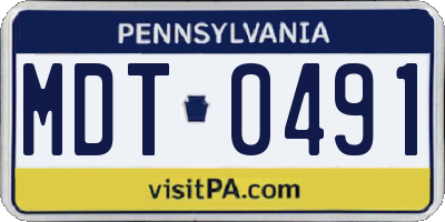 PA license plate MDT0491