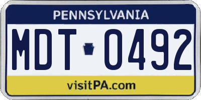 PA license plate MDT0492