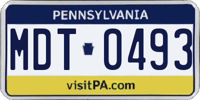 PA license plate MDT0493