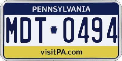 PA license plate MDT0494