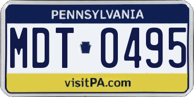 PA license plate MDT0495