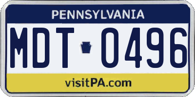 PA license plate MDT0496