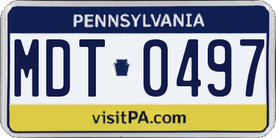 PA license plate MDT0497