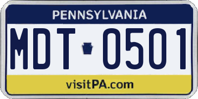 PA license plate MDT0501