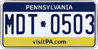 PA license plate MDT0503