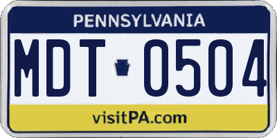 PA license plate MDT0504