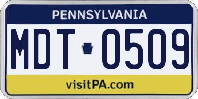 PA license plate MDT0509