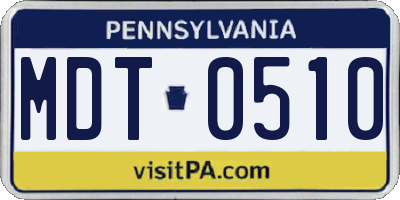 PA license plate MDT0510