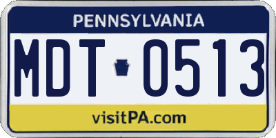 PA license plate MDT0513