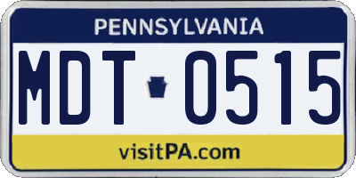 PA license plate MDT0515