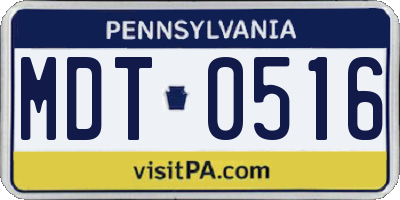 PA license plate MDT0516