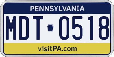 PA license plate MDT0518