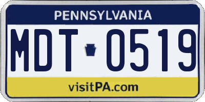 PA license plate MDT0519