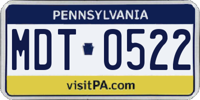 PA license plate MDT0522