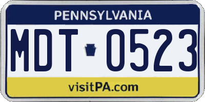 PA license plate MDT0523