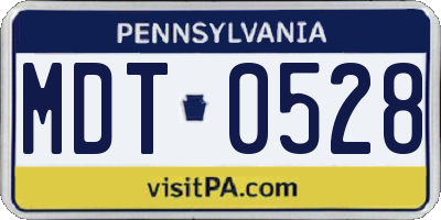 PA license plate MDT0528