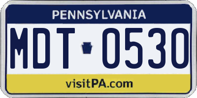 PA license plate MDT0530