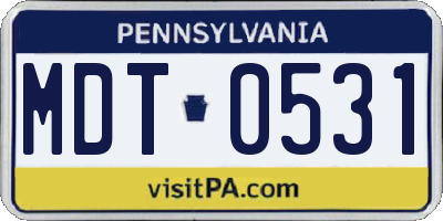 PA license plate MDT0531