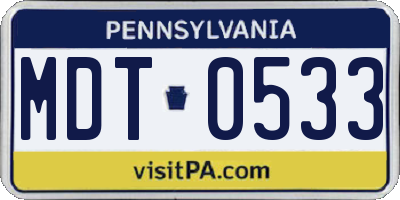PA license plate MDT0533