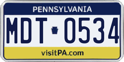 PA license plate MDT0534