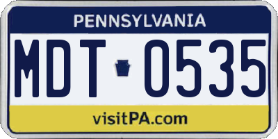 PA license plate MDT0535