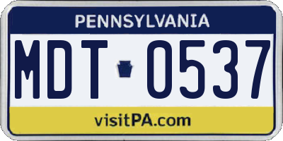PA license plate MDT0537