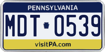 PA license plate MDT0539
