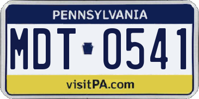 PA license plate MDT0541