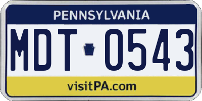 PA license plate MDT0543