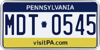 PA license plate MDT0545
