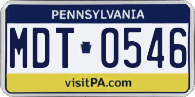 PA license plate MDT0546
