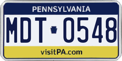 PA license plate MDT0548