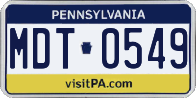 PA license plate MDT0549
