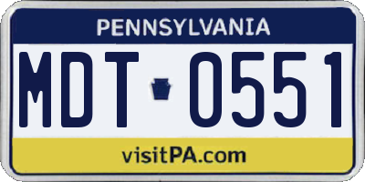 PA license plate MDT0551