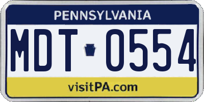 PA license plate MDT0554