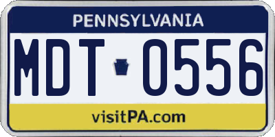 PA license plate MDT0556