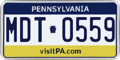 PA license plate MDT0559