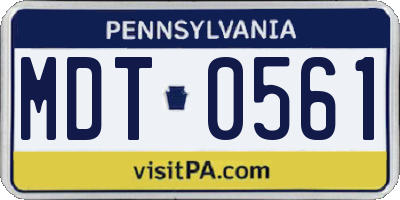PA license plate MDT0561