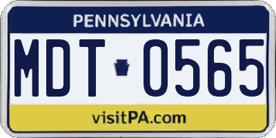 PA license plate MDT0565