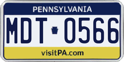 PA license plate MDT0566