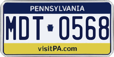 PA license plate MDT0568