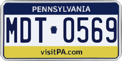 PA license plate MDT0569