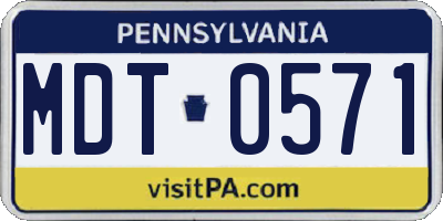 PA license plate MDT0571